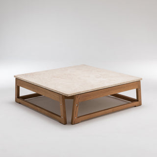 Square wooden coffee table.