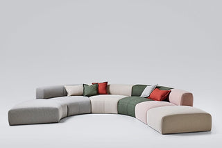 Modular sectional sofa with colorful cushions