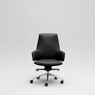 Black office chair with a high backrest on a white background