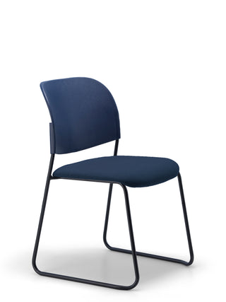 Advanta_Lumia-78 blue chair with black metal frame on a white background