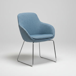 Blue chair with metal legs on a white background