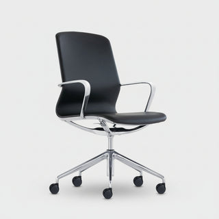 Meta black office chair with chrome base on a white background