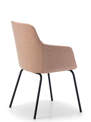 Peach chair with black legs on a white background