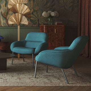 Teal low-back chairs in stylish living room