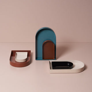 Arc-shaped decorative trays in various colors
