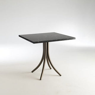 Square table with black top and unique base