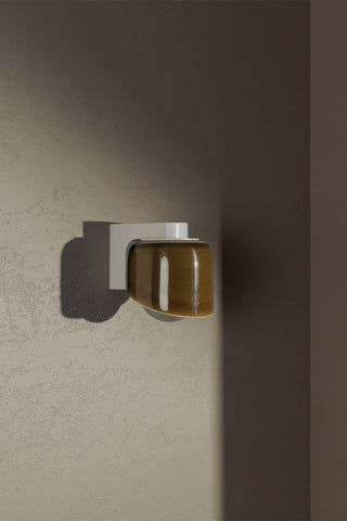 MARZ Terra 0.5 Chartreuse ceramic wall sconce, off-portrait crop.