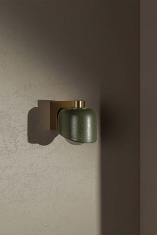 MARZ Terra 0.5 olive & brass wall sconce, off-portrait crop