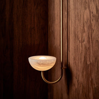 Marz Designs Aurelia wall light, white onyx, brass, ON.
