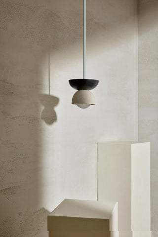 Marz Designs Terra 00 pendant light in vanilla bean and blackened ash.