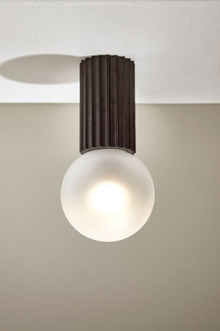 Marz Designs Attalos ceiling clip light, brushed black, portrait.