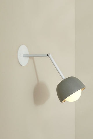 Marz Designs Terra articulating wall lamp, white and fog finish.