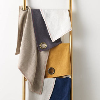 Colorful draped fabric with grommets