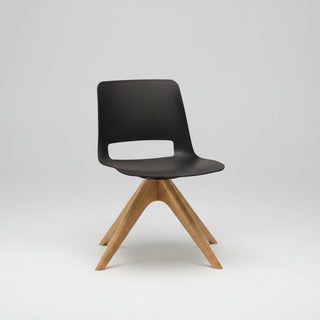 Black chair with wooden legs on a white background