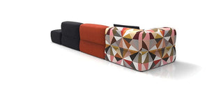 PUFFALO modular lounge sofa with geometric pattern and colored sections