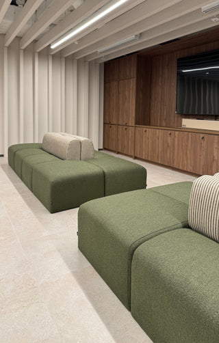 Green modular sofas in waiting area - Jan 20, 2025 edit