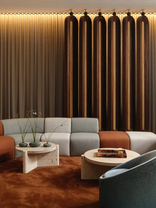 Puffalo Universal Texas lounge area with stylish seating and decor