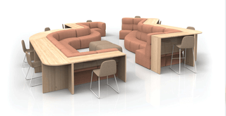 Modern office seating with tables and chairs