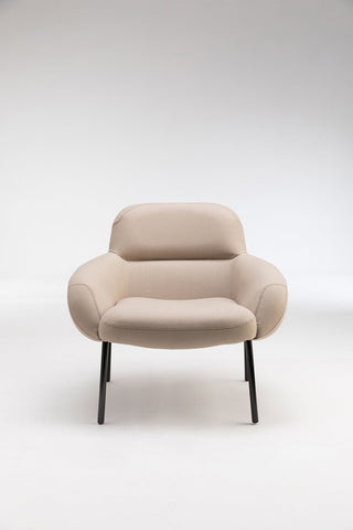 Beige armchair on white background.