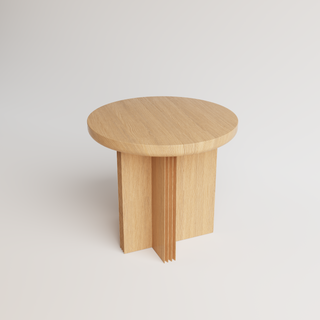 Groovy Coffee Table in American Oak on a grey background