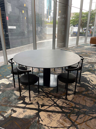 Round table with chairs in lobby