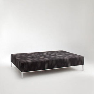 Connected ottoman with patterned top and metal legs
