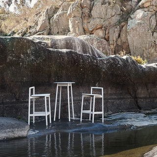 Fable outdoor furniture set beside a rocky creek