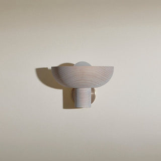 Marz Designs Selene Uplight, Small, Bleached Ash and Brass wall sconce, off