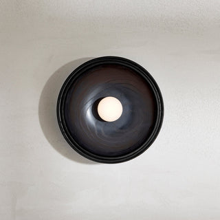 Marz Designs Selene Surface Sconce - Blackened Ash, lit.
