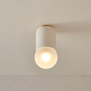 Marz Designs Terra 1 Brass Surface Sconce, Vanilla Bean, Frosted Ceiling Light