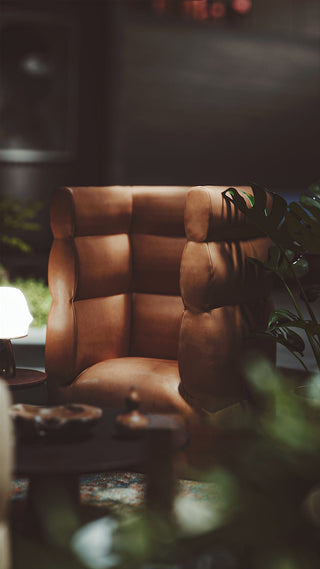 PUFFALO Universal Group hotel room detail with leather armchair