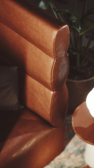 Brown leather headboard