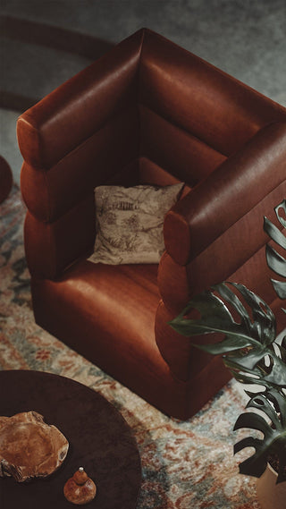 brown leather armchair