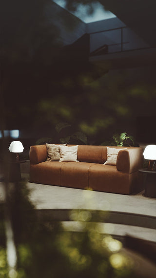 Outdoor sofa with lamps