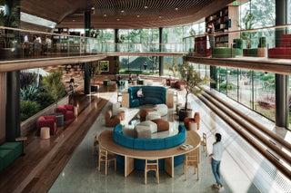modern open-plan library and lounge