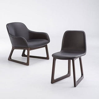 TILLER Timber Upholstered Chairs - Modern Dark Leather Chairs