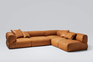 Modern brown leather sectional sofa